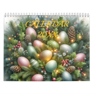 Pastel-Osterhase-Blumen-Aquarell für das ganze Jah Kalender