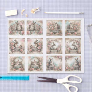Pastel-Osterhasen für Muscheln Decoupage Seidenpapier