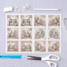 Pastel-Osterhasen für Muscheln Decoupage