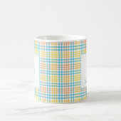 Pastel-Ostern-Frühling-Karo-Monogramm-Name Kaffeetasse (Mittel)