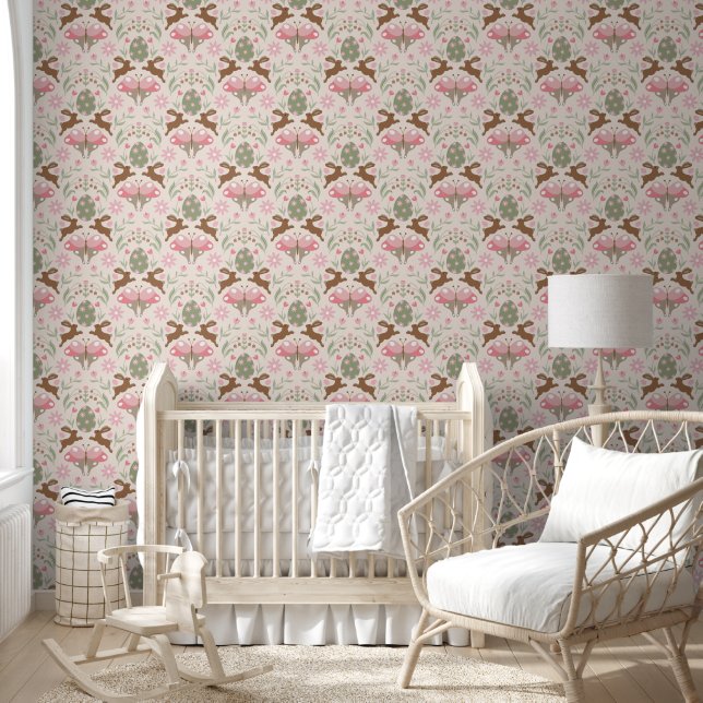 Pastel Ostersonne und Blume Muster Tapete (Kinder)