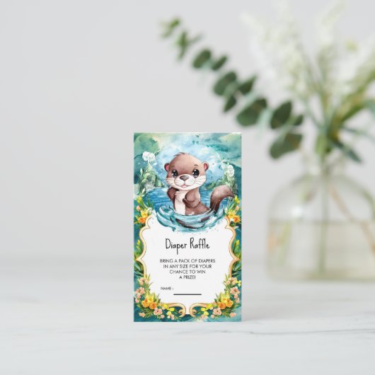 Pastel Otter Babydusche Begleitkarte (Stehend Vorderseite)
