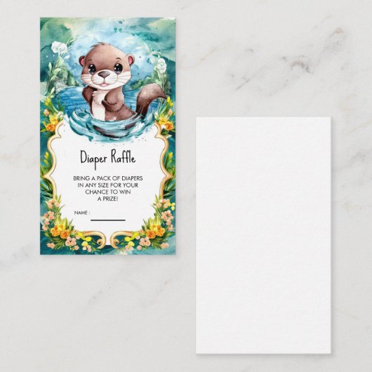 Pastel Otter Babydusche Begleitkarte (Vorne/Hinten)