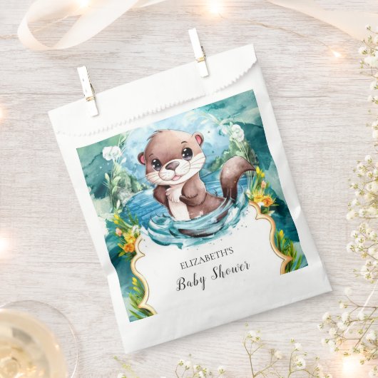 Pastel Otter Babydusche Geschenktütchen (Ausgeschnitten)