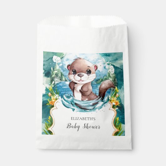 Pastel Otter Babydusche Geschenktütchen (Vorderseite)