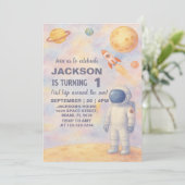 Pastel Outer Space Einladung zum Geburtstag (Stehend Vorderseite)