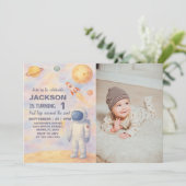 Pastel Outer Space Einladung zum Geburtstag (Stehend Vorderseite)