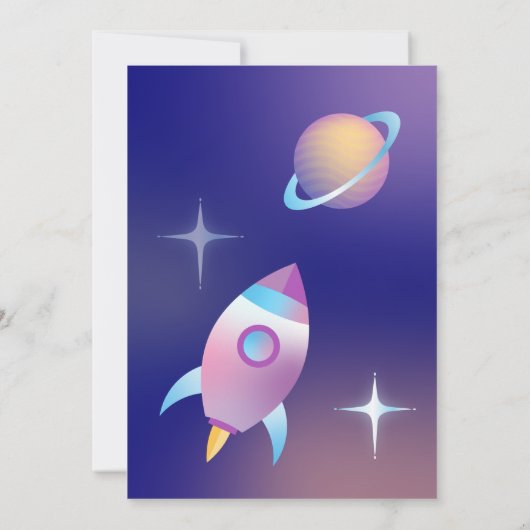 Pastel Outer Space Geburtstag Einladung (Rückseite)