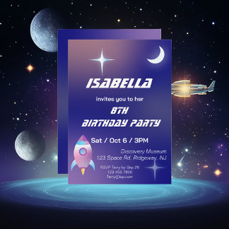 Pastel Outer Space Geburtstag Einladung