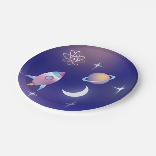 Pastel Outer Space Pappteller (Schrägansicht)