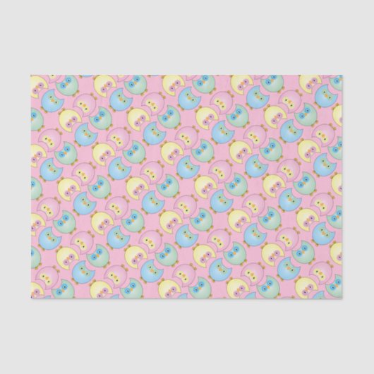Pastel Owl Baby Girl Shower Thema Seidenpapier (Vorderseite)
