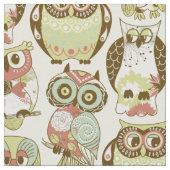 Pastel Owl Group Fabric Stoff (Nahaufnahme)