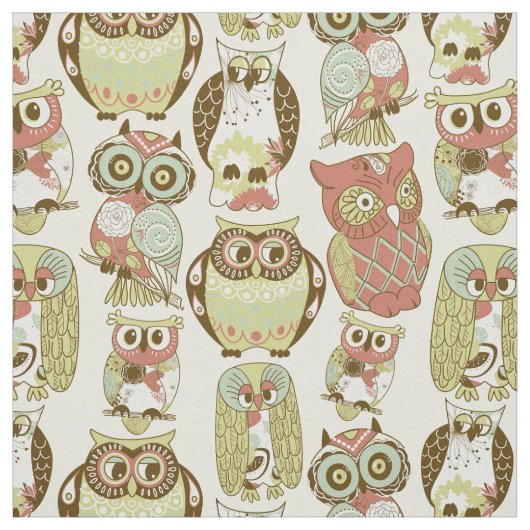 Pastel Owl Group Fabric Stoff (Muster)