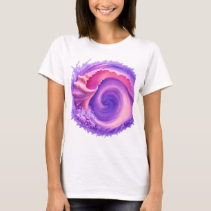 Pastel-Ozean-Strudel-Muschel-Art-Shirt Rosa Lila T-Shirt