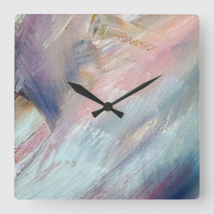 Pastel Paint Brush Abstrakt Quadratische Wanduhr