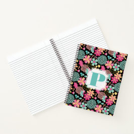 Pastel Painted Floral Monogram Spiral Notebook Notizblock