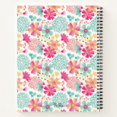 Pastel Painted Floral Monogram Spiral Notebook Notizblock (Rückseite)