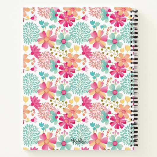 Pastel Painted Floral Monogram Spiral Notebook Notizblock (Rückseite)