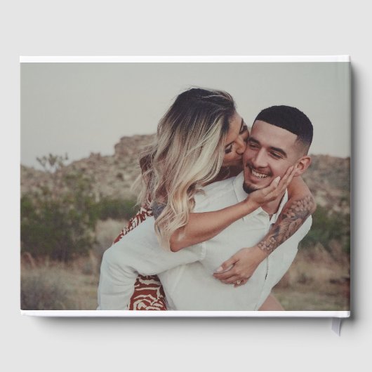 Pastel Painted Florals and Photo Wedding Gästebuch (Rückseite)