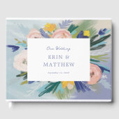 Pastel Painted Florals and Photo Wedding Gästebuch (Vorderseite)