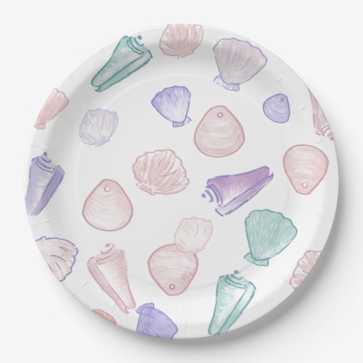 Pastel Painterly Seashell Unterhalb des Party Pappteller (Vorderseite)