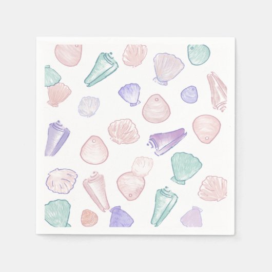 Pastel Painterly Seashell Unterhalb des Party Serviette (Vorderseite)