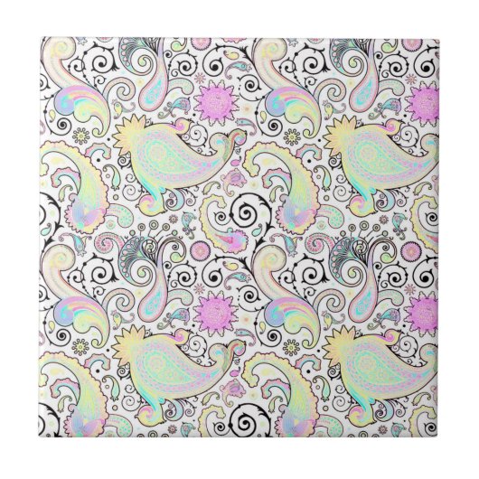 Pastel Paisley Fliese (Vorderseite)