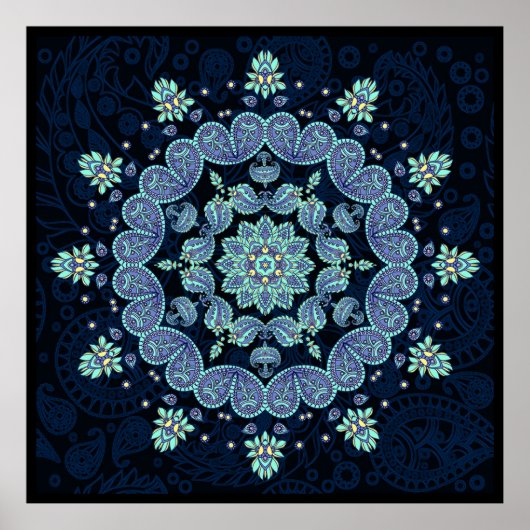 Pastel Paisley Kaleidoscope Mandala Print Poster (Vorne)