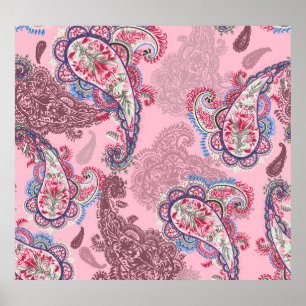 Pastel paisley, traditionelles ethnisches nahtlose poster