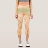 Pastel Pale Golden Tree Brunches Sky Capri Leggings (Vorderseite)