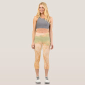 Pastel Pale Golden Tree Brunches Sky Capri Leggings (Vorderseite)