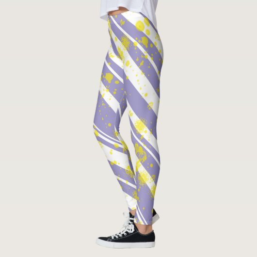 Pastel Pale Lavendel Lila Abstrakte Kunst Leggings (Links)