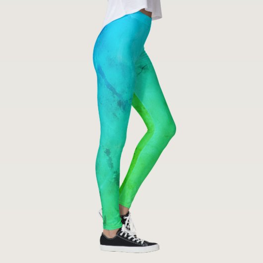 Pastel Pale Turquoise Abstrakt Art Wolken Leggings (Rechts)