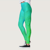 Pastel Pale Turquoise Abstrakt Art Wolken Leggings (Links)
