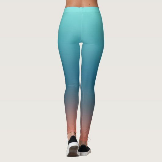 Pastel Pale Turquoise Coral Abstrakt Art Leggings (Rückseite)