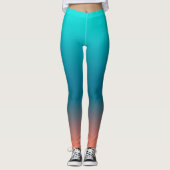 Pastel Pale Turquoise Coral Abstrakt Art Leggings (Vorderseite)