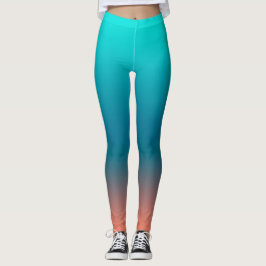 Pastel Pale Turquoise Coral Abstrakt Art Leggings