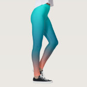 Pastel Pale Turquoise Coral Abstrakt Art Leggings (Rechts)