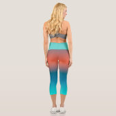Pastel Pale Turquoise Coral Abstrakte Kunst Capri Leggings (Rückseite)