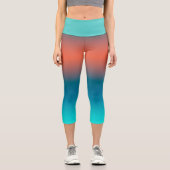Pastel Pale Turquoise Coral Abstrakte Kunst Capri Leggings (Vorderseite)