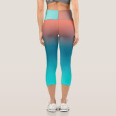 Pastel Pale Turquoise Coral Abstrakte Kunst Capri Leggings (Rückseite)