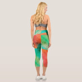 Pastel Pale Turquoise Coral Abstrakte Kunst Capri Leggings (Rückseite)