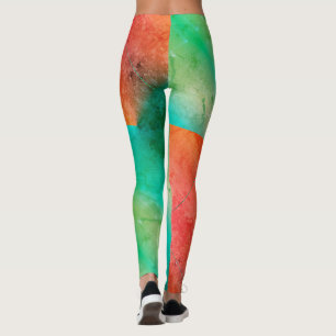 Pastel Pale Turquoise Coral Abstrakte Kunst Leggings