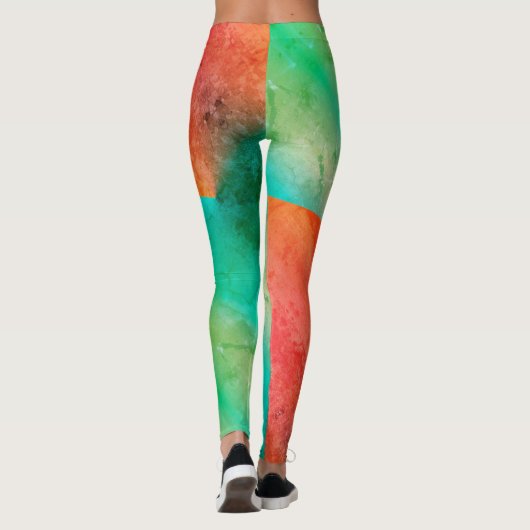 Pastel Pale Turquoise Coral Abstrakte Kunst Leggings (Rückseite)