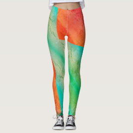 Pastel Pale Turquoise Coral Abstrakte Kunst Leggings