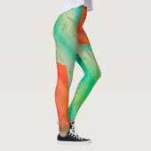 Pastel Pale Turquoise Coral Abstrakte Kunst Leggings (Rechts)