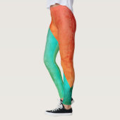 Pastel Pale Turquoise Coral Abstrakte Kunst Leggings (Links)