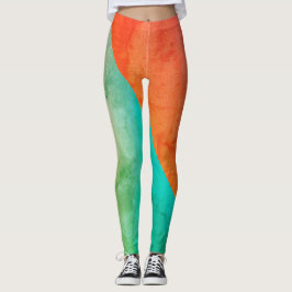 Pastel Pale Turquoise Coral Abstrakte Kunst Leggings
