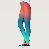 Pastel Pale Turquoise Coral Abstrakte Kunst Leggings (Links)