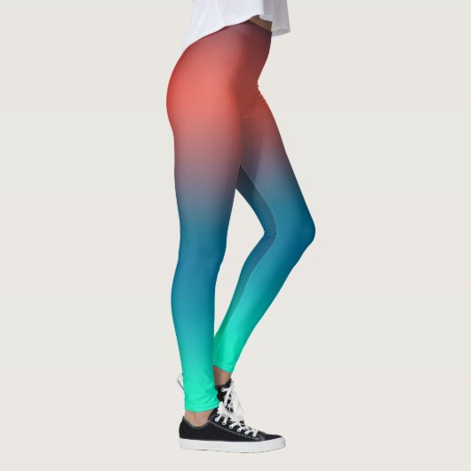 Pastel Pale Turquoise Coral Abstrakte Kunst Leggings (Rechts)